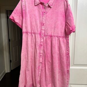 Pink Button-Up Dress